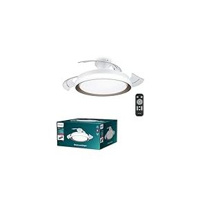PHILIPS, Plafonnier LED Atlas 28W avec ventilateur 35W, 2700K-4000K-5500K, télécommande incluse, gold, pour éclairage de plafond, salon et chambre