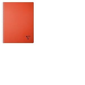Clairefontaine 327123C Collection Linicolor ESSENCE Un Cahier à Spirale - A4 21x29,7 cm - 180 Pages Petits Carreaux - Papier Blanc 90 g - Couverture Polypro Transparent - Rouge Garance