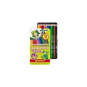 JOLLY Crayons de couleur Supersticks Kinderfest, crayons de couleur incassables & non toxiques, 12 crayons, Classic, 12 crayons de couleur