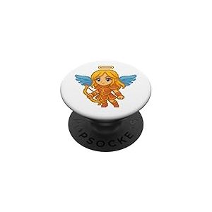 Pixel Art Ange avec Arc R&eacute;tro 8-Bit Gaming Jeu Vid&eacute;o PopSockets PopGrip Adh&eacute;sif