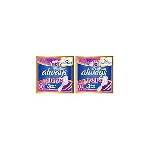 Always Platinum Serviettes Hygiéniques, Taille 3, Nuit, 8 Serviettes Avec Ailettes, Flux Abondants Nuit, Douces et Flexibles, Technologie OdourLock qui neutralise les odeurs (Lot de 2)