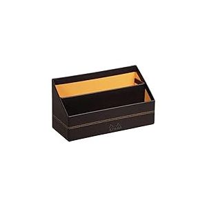 RHODIA 118846C - Porte-Courrier Noir - 25 x 10 x 14 cm - Piq&ucirc;res Sellier Orange - Ext&eacute;rieur Simili Cuir - Collection Home Office rama - Organisation de Bureau & Rangement Design