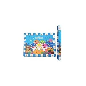 ODS Pinkfong 48801 Tapis de Jeu et Meubles b&eacute;b&eacute; Requin Taille Ouverte 150 x 120 cm avec Dessins, Notes, Alphabet et Chiffres, &eacute;paisseur 7 mm, Surface Douce et Lavable, Impression, Grande Taille