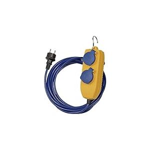 Brennenstuhl Rallonge avec répartiteur 4 Positions (câble d'alimentation de 5 m en Bleu pour Une Utilisation à Court Terme en extérieur, IP54, avec Crochet en métal Pliant)