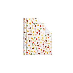 AiQInu Papier Cadeau Set 43×300cm, Wrapping Paper, Rouleau de Papier Cadeau pour La Rentrée Scolaire Anniversaire Mariage Noël - Pois colorés