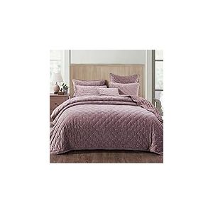 Tache Velvet Dreams Parure de lit matelassée en Velours Super Doux, en Peluche, Chaude et Confortable, touffetée de Losanges, Violet Clair, Mauve Clair, Grand lit
