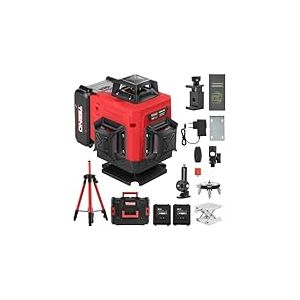 TEENO Rotatif Niveau Laser 360°x4,4D 16 Line Verte, Batterie Rechargeable 4800 mAh x 2, Niveaux Laser avec Télécommande et Trépied, avec Affichage Numérique LCD