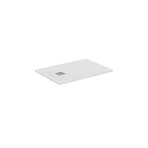 Ideal Standard - Ultra Flat S+, Receveur de douche rectangulaire ultra-mince en r&eacute;sine effet pierre, 100x70cm, Ideal Solid, &Eacute;chappement c&ocirc;t&eacute; court, Blanc
