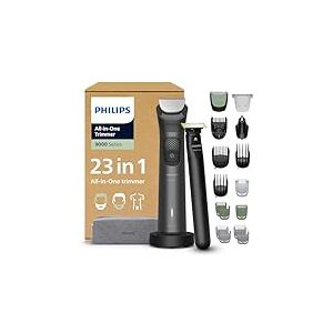 Philips Multigroom s&eacute;rie 9000 Tondeuse tout-en-un 23 accessoires + rasoir OneBlade pour hommes &ndash; ensemble tondeuse/rasoir pour barbe, cheveux et corps, 27 hauteurs de coupe (0,2-20 mm), MG9561/30