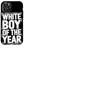 White Boy Of The Year Message Humour Noir Sarcastique Coque pour iPhone 11 Pro