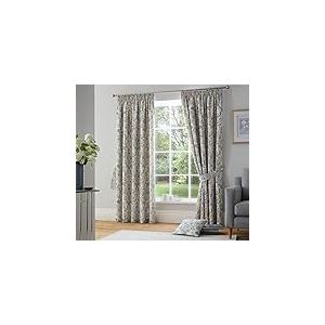 Dreams & Drapes Rideaux damassés Bleus 117 x 137 cm - 2 Panneaux - 100% Coton - 2 embrasses - Rideaux baroques Vintage - Delft/Willowware en Porcelaine Bleue