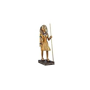 DRW Figurine Toutankhamon Roi égyptien sur Pied en résine Peinte à la Main 11 x 6 x 26 cm
