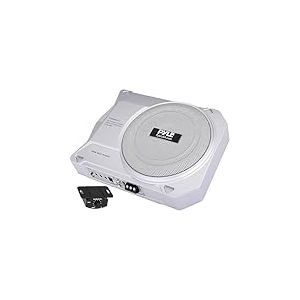 Pyle Caisson de Basse Voiture et Marine Amplifié à Profil Bas 25 cm - Enceinte Subwoofer Actif Compact 900W avec Amplificateur Intégré, Subwoofer Alimenté sous Siège, Entrées de Niveau Haut et Bas