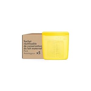 Medela 5x sachets de conservations réutilisables pour lait maternel, avec large ouverture et double fermeture à glissière, conviennent pour le frigo et le congélateur, 220 ml, jusqu'à 500 utilisations