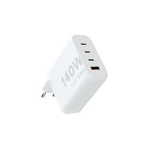 Chargeur de maison Xtorm GaN2-Ultra, 140W, 4 ports, technologie GaN, Power Delivery & Quick Charge, chargeur multiport, ABS recycl&eacute;, compatible avec smartphone, tablette et ordinateur portable - Blanc