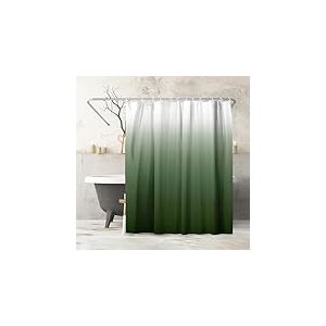 Americanflat Rideau de douche 100% polyester r&eacute;sistant &agrave; l'eau avec &oelig;illets m&eacute;talliques et 12 anneaux de rideau de douche &ndash; Vert ombr&eacute; &ndash; 180 x 188 cm &ndash; Pour salle de bain