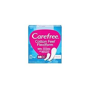 Carefree Cotton Feel Flexiform - Protège-slips perméables à l'air, sans parfum, taux d'absorption deux, taille normale, lot de 56