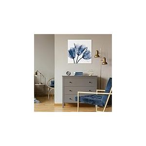 Empire Art Direct Décoration murale Tulipe bleue sur panneau de verre trempé flottant sans cadre, prêt à accrocher, salon, chambre à coucher et bureau, 61 x 61 x 0,5 cm