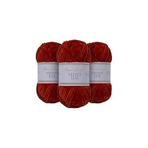Utopia Crafts Velvet Lux Chenille Super Soft Chunky Yarn for Knitting and Crochet Yarn 3x 100g (Dark Orange)