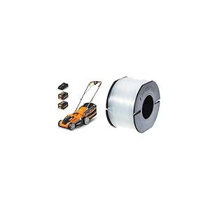 LawnMaster CLMF2434G Tondeuse à Gazon sans Fil 24V Max 2x4.0Ah Batterie, 34cm & Black & Decker A6171 Recharge de Fil 40 m + 25% Gratuit
