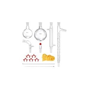 VEVOR Kit de Distillation en Verre 24/40 Kit de Verrerie pour Distillation 13 pcs Unité de Distillation en Verre avec Flacon 500/1000 mL Condenseur Colonne Huile Essentielle Chimie