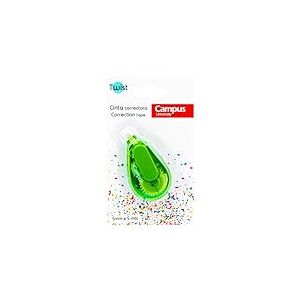 Campus Mini ruban correcteur ergonomique avec correction douce, 5 m, idéal pour le bureau et le matériel scolaire (vert, 1 unité)