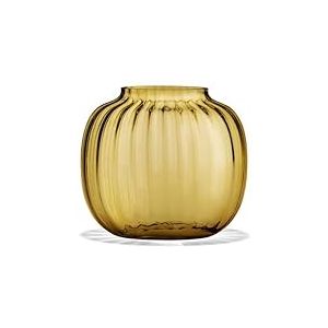 Holmegaard Vase Ovale H12.5 Primula Motif Optique Verre soufflé, Jaune