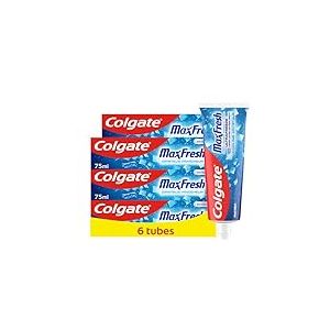 COLGATE - Max Fresh - Cristaux Fra&icirc;cheur Dentifrice Menthe Fra&icirc;che - Fra&icirc;cheur 10x Plus Longue - Lot de 6 tubes x 75ml
