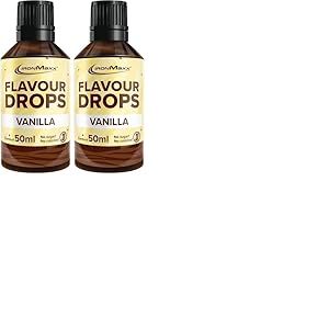 IronMaxx Flavour Drops &ndash; Vanille 50ml | Ar&ocirc;me alimentaire liquide z&eacute;ro sucre & z&eacute;ro calorie | Ar&ocirc;mes v&eacute;g&eacute;taliens pour sucrer aliments, yaourt, caf&eacute; & desserts (Lot de 2)