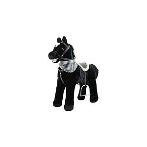 Sweety Toys- Plüsch 12664 Debout en Peluche Black « My Little Pony » avec Fonction sonore, Chevaux, Carabine, Selle et étriers, Noir