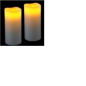 Flair Flower Lot de 2 bougies LED en cire v&eacute;ritable - Bougie &eacute;lectrique LED vacillante - Blanc chaud - Lumi&egrave;re d'ambiance - D&eacute;coration - Grandes bougies de l'Avent - Couronne de l'Avent - Couronne de