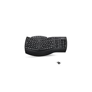 Perixx PERIBOARD-612, Grand Clavier Ergonomique sans Fil, Connexion 2.4Ghz et Bluetooth 4.0 pour Windows et Mac – Noir, AZERTY