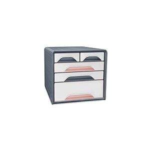 CEP Bloc de classement Module Organisateur 5 tiroirs panachés Rangement documents Bureau Smoove Mineral Gris Orage/Rose Poudré