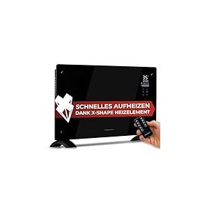 ProfiCare&reg; Chauffage &eacute;lectrique avec fa&ccedil;ade vitr&eacute;e |radiateur mobile &eacute;galement adapt&eacute; pour montage mural |Chauffage convecteur avec 2 niveaux de chauffage | Chauffage silencieux- 0dB| PC-GKH 3119 noir