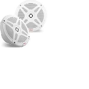 Pyle Haut-Parleur Marin 16,5 cm 2 Voies &ndash; Enceintes &Eacute;tanches IPX4 600W pour Bateau et Ext&eacute;rieur, Design Bas Profil, Paire Blanche