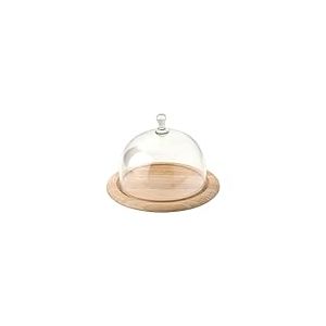 Continenta Plateau à Fromage en hévéa avec Cloche en Verre Ø 20 x 14 cm