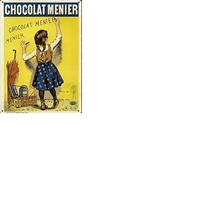I&S/Les collections r&eacute;tro Plaque m&eacute;tal relief 20x15 cm Chocolat Menier Chocolat menier, M&eacute;talis&eacute;