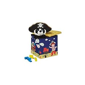 relaxdays Tabouret Enfants, boîte siège Pliable, avec Espace de Rangement, Design Pirate, HxlxP 31x31x31cm