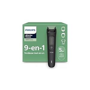 Philips Tondeuse tout-en-un Multigroom série 3000 9 accessoires - Tondeuse pour barbe, cheveux et corps, Lames auto-affûtées respectueuses de la peau, 12 hauteurs de coupe, Modèle MG3946/15