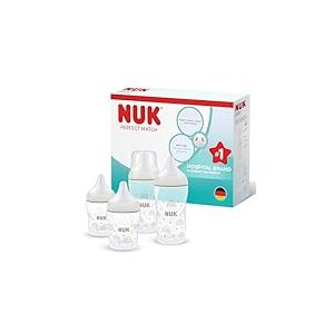 NUK Perfect Match Biberons | 0-6+ mois | 150 ml & 260 ml | Biberon anti-coliques | PP | Indicateur de contrôle de température | Arc-en-ciel | Lot de 4