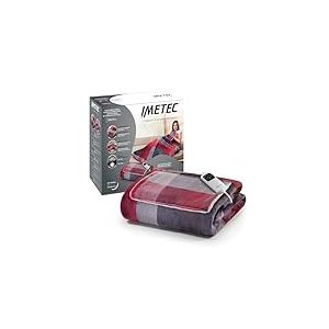 Imetec Couverture Chauffante Adapto Velvet Tartan + Poche - Plaid chauffant 150x110 cm-6 Températures, Motif Tartan,Tissu Toucher Velours et Sherpa,Anti Surchauffe, Chauffage Rapide,Lavable en Machine