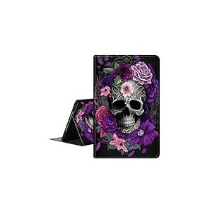 RAUEDWDJS Étui pour iPad Air 13" 2025 2024 (M3/M2), étui Intelligent Fin en Cuir synthétique avec Fonction Veille/réveil Automatique pour iPad Air 13 - Tête de Mort Violette