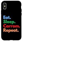 Eat Sleep Carrom Repeat pour Les Joueurs et Les Amateurs de Carrom Coque pour iPhone X/XS