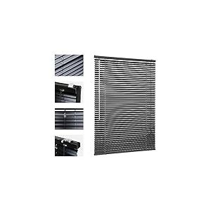 Sekey Klemmfix Store v&eacute;nitien pour fen&ecirc;tre Suspendue - Lamelles en Aluminium 25 mm - avec per&ccedil;age - Mat&eacute;riel de Montage Inclus - Store v&eacute;nitien en Aluminium sans per&ccedil;age - 75 x 160 cm - Noir