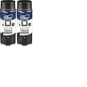 Dulux Valentine Peinture Int&eacute;rieure et Ext&eacute;rieure A&eacute;rosol Color Touch Effet - Noir Effet Martel&eacute; - 400ml (Lot de 2)