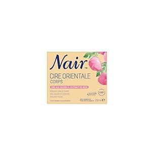 Nair Cire aux sucre méthode orientale – Kit d'épilation pour femmes, enrichie en extrait de rose. Le kit comprend un pot de 250 ml, 14 bandes en tissu réutilisables et une spatule en bois.