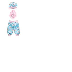 Heless 2080 – Ensemble de vêtements pour poupées Motif Licorne Emil et Fée Emma 3 pièces avec Pantalon, Bonnet et Foulard, Taille 35 – 45 cm