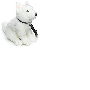 Uni-Toys - Chiot Berger Suisse Blanc Assis (avec Laisse) - 26 cm (Hauteur) - Peluche Chien Berger Blanc Suisse - Peluche, Doudou