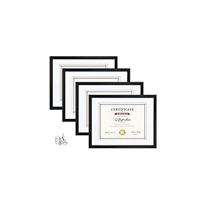 Giftgarden Lot de 4 cadres de documents de 21,6 x 27,9 cm, cadres de diplôme pour montage mural ou affichage de table, noir