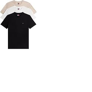 Tommy Jeans TJM Xslim 3 Pack Tee Ext Dm0Dm21579 T-Shirt S/S, Multi (Black/Gulf Sand/Ecru), L Homme